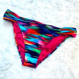 Revolve L*Space Groovy Rainbow Cheeky Hipster Cut Shirred Sides Bikini Bottoms